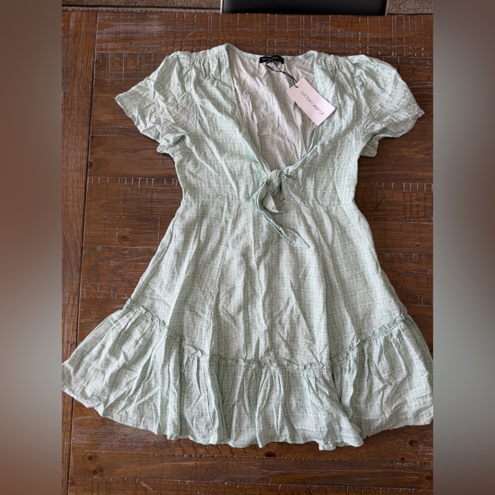 Cotton Candy Mint Green Textured Dress